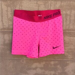 Nike Pro Bright Pink Compression Shorts with Dark Pink Waistband